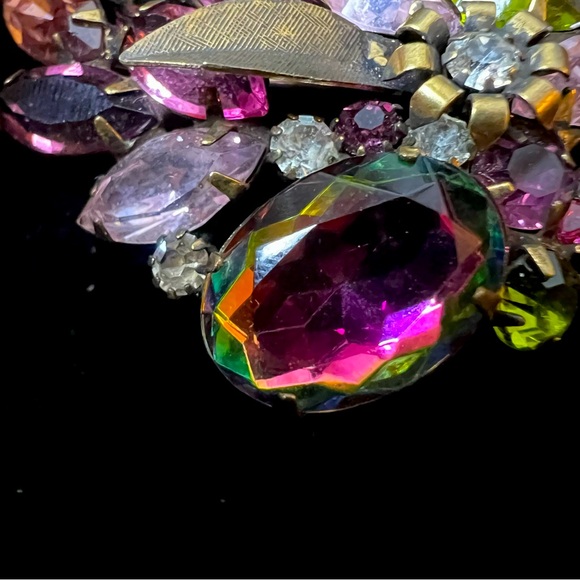 Alice Caviness Watermelon Heliotrope Brooch & Clip Earring Set Rare Unsigned - Picture 8 of 9